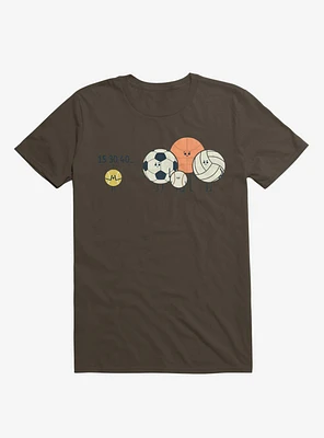 Sports Balls Playing Hide And Seek Brown T-Shirt