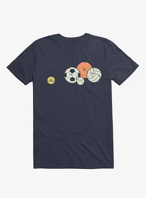 Sports Balls Playing Hide And Seek Navy Blue T-Shirt