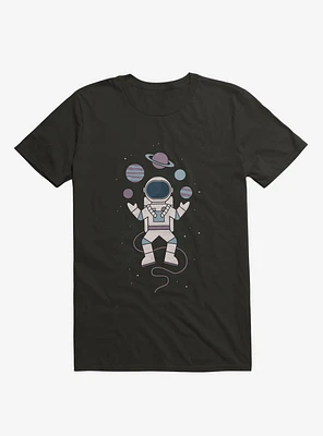 Astronaut Space Juggler Black T-Shirt