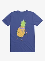 Summer Pineapple Roller Skating Royal Blue T-Shirt