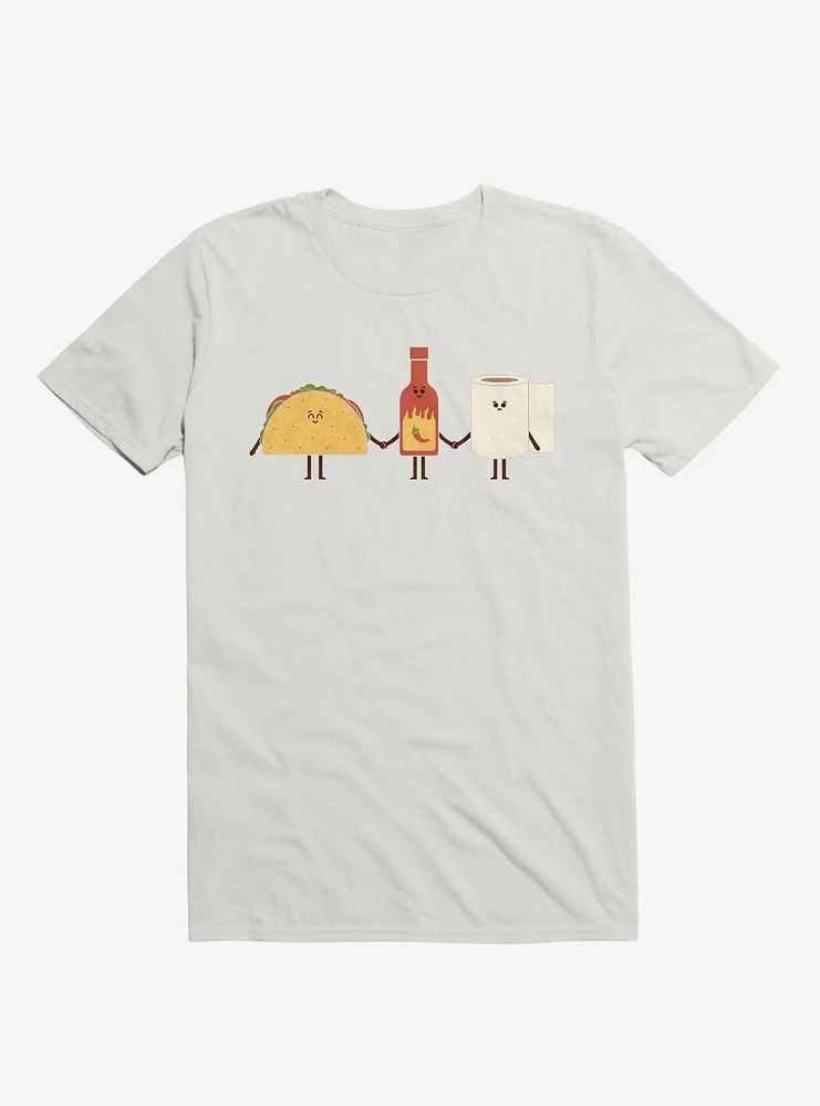 Taco, Hot Sauce, Toilet Paper Friends White T-Shirt