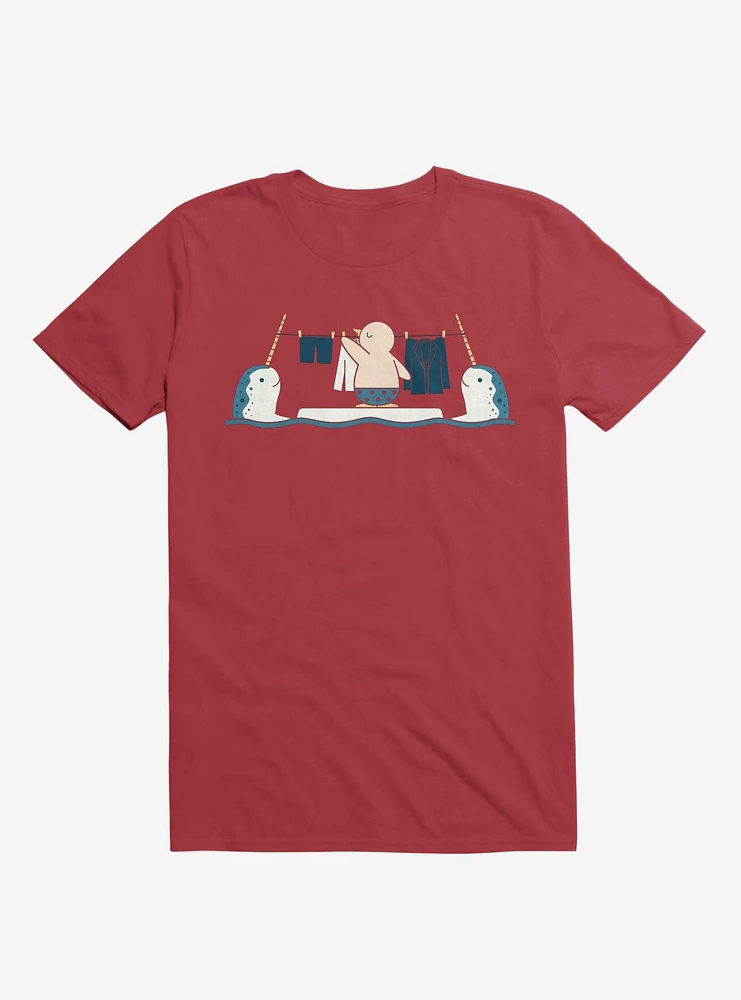 Penguin With Narwhals Laundry Day T-Shirt