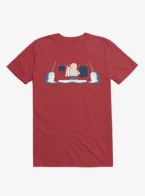 Penguin With Narwhals Laundry Day T-Shirt