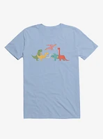 Dinos Eating Pizza Light Blue T-Shirt