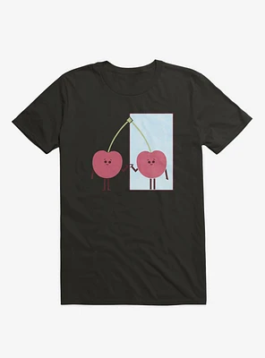 Love Yourself Cherry Looking Mirror Black T-Shirt