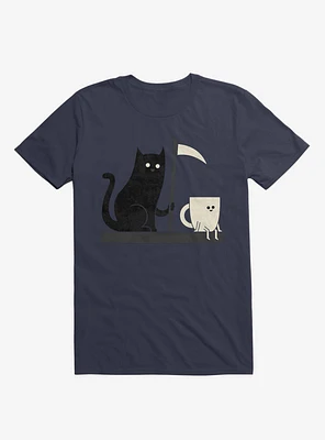 Impending Doom Cat Vs. Cup Navy Blue T-Shirt
