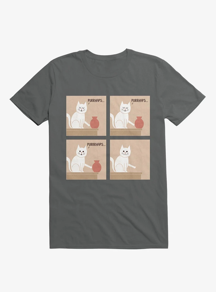 Purrhaps... Mischievous Cat Charcoal Grey T-Shirt