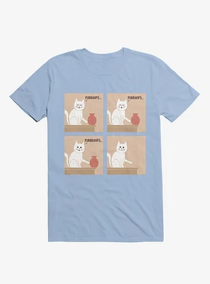 Purrhaps... Mischievous Cat Light Blue T-Shirt