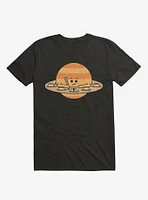 Saturn Eating Sushi Black T-Shirt