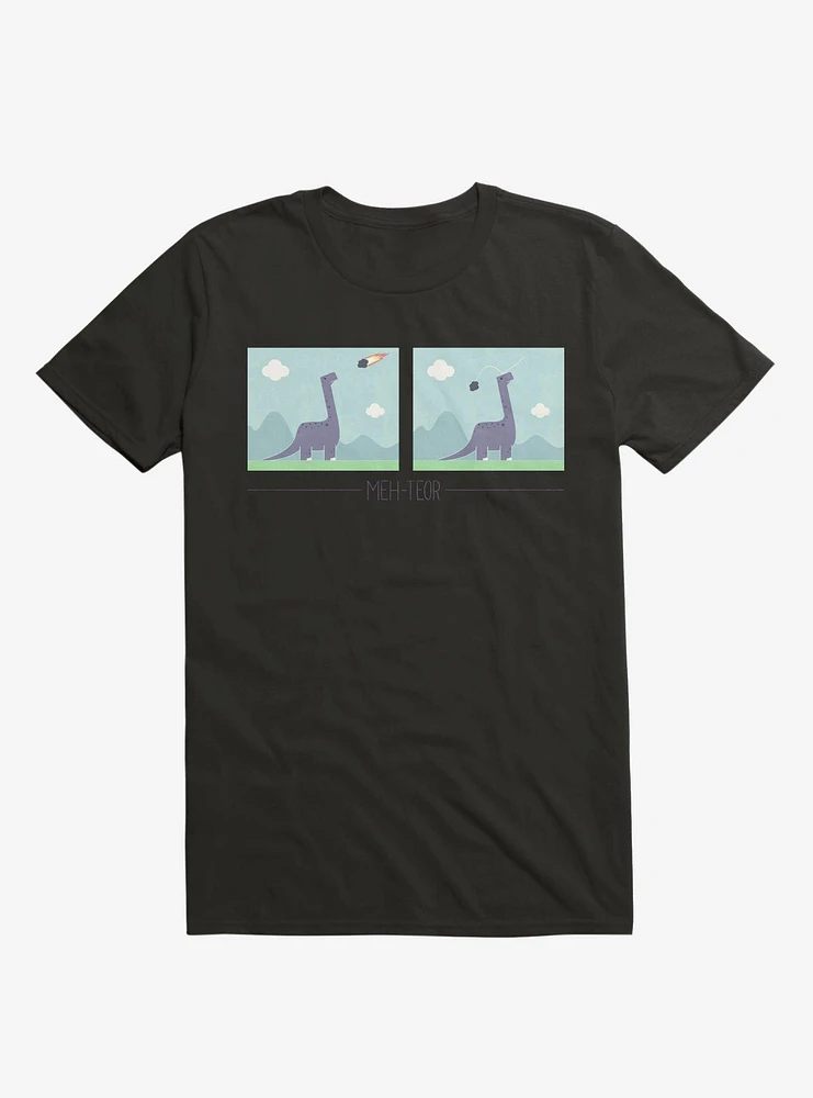 Dinosaur Meh-Teor Black T-Shirt
