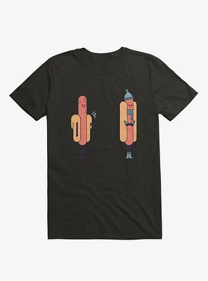 Opposites Hot Dog Cold Black T-Shirt