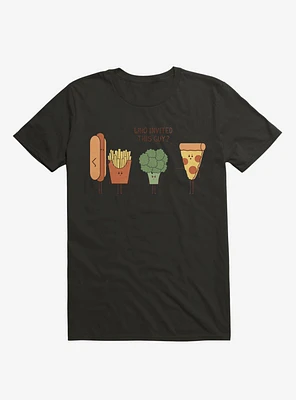 Broccoli Junk Food Party Crasher Black T-Shirt