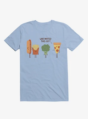 Broccoli Junk Food Party Crasher Light Blue T-Shirt