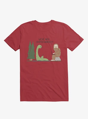 We're Into Cryptocurrency! Mythical Creatures Red T-Shirt