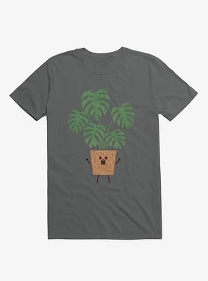 Monstera House Plant Charcoal Grey T-Shirt