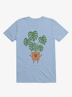 Monstera House Plant Light Blue T-Shirt