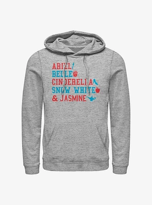 Disney Princess Stacked Names Hoodie