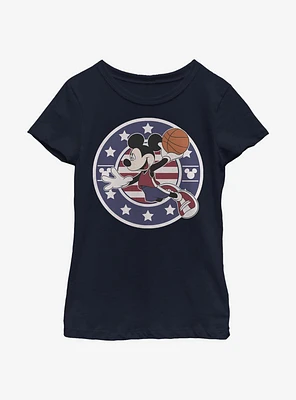 Disney Mickey Mouse B Ball Americana Youth Girls T-Shirt