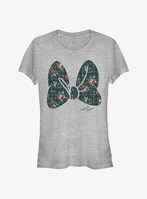 Disney Minnie Mouse Plaid Floral Bow Girls T-Shirt