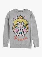 Super Mario Peach Hearts Crew Sweatshirt