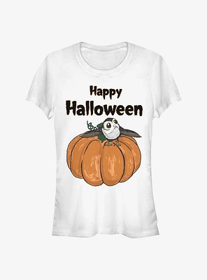 Star Wars: The Last Jedi Porg On A Pumpkin Girls T-Shirt