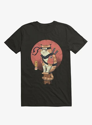 Orange Shinobi Cat Black T-Shirt