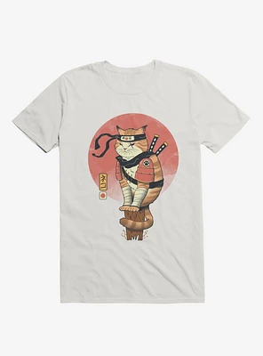 Orange Shinobi Cat White T-Shirt