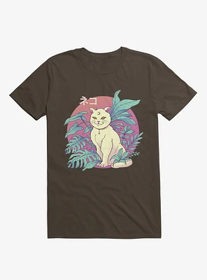 Leaves Vapor Cat Brown T-Shirt