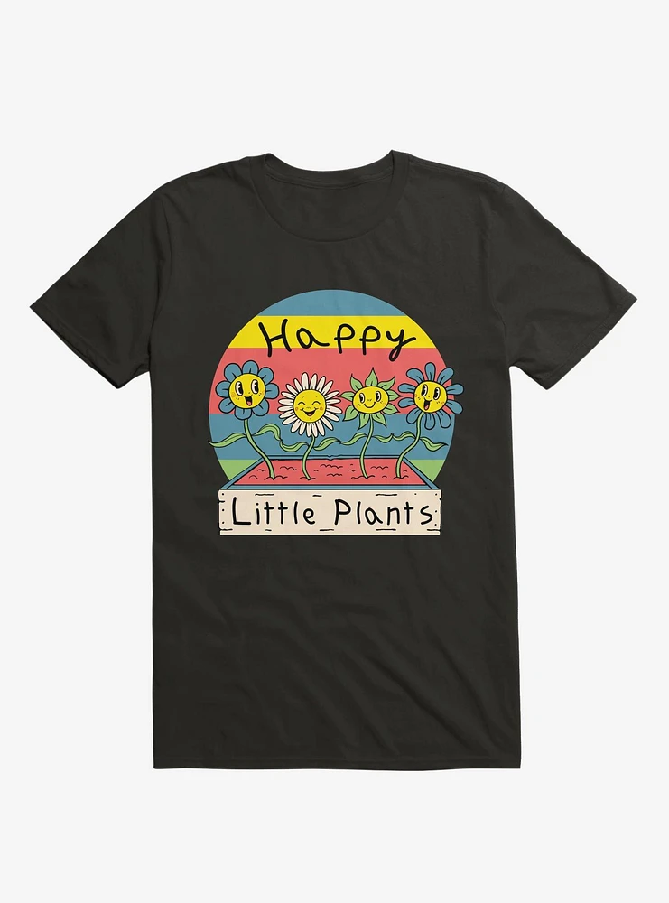 Happy Little Plants Black T-Shirt
