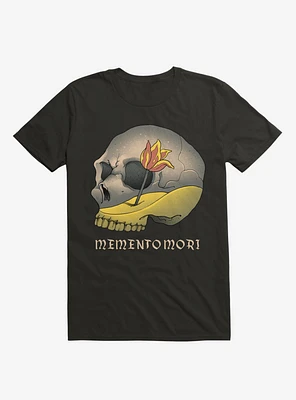 Memento Mori Flower Skull Black T-Shirt