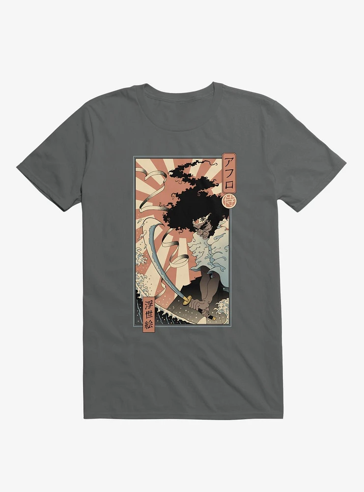 Samurai Sword Ocean Ukiyo-E Charcoal Grey T-Shirt