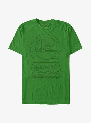 Star Wars The Mandalorian Child Snow Globe Outline T-Shirt