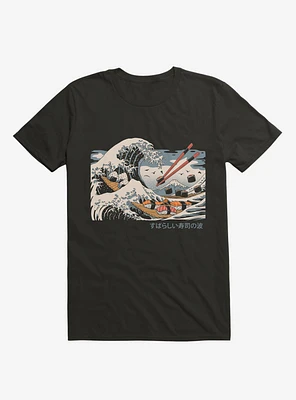 The Great Sushi Wave Black T-Shirt