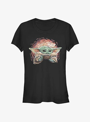 Star Wars The Mandalorian Child Sipping Stars Girls T-Shirt