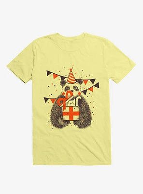 Happy Birthday Panda Corn Silk Yellow T-Shirt