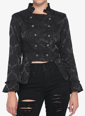 Black Brocade Military Jacket