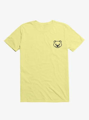 Bear Black And White Minimalist Pictogram Corn Silk Yellow T-Shirt