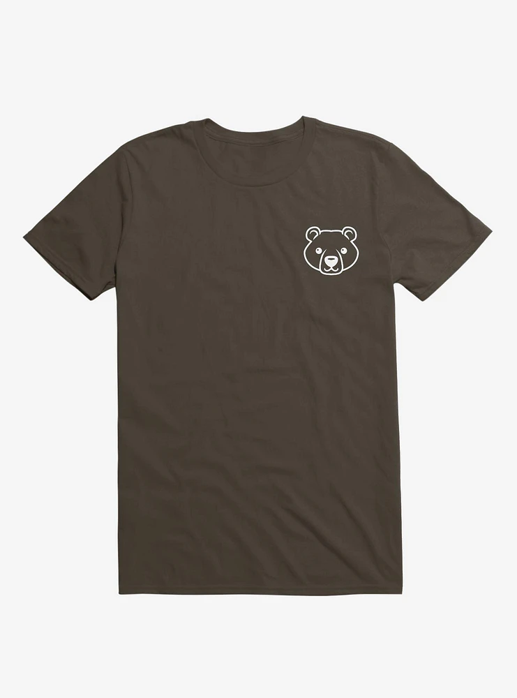 Bear Black And White Minimalist Pictogram Brown T-Shirt
