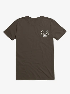 Bear Black And White Minimalist Pictogram Brown T-Shirt