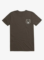 Bear Black And White Minimalist Pictogram Brown T-Shirt