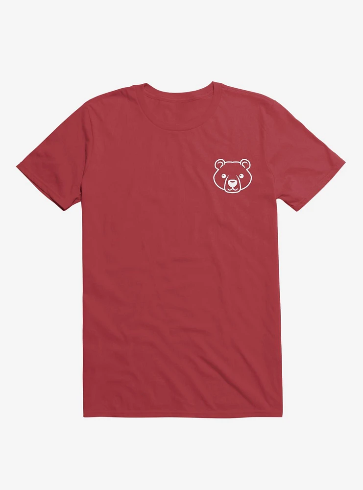 Bear Black And White Minimalist Pictogram Red T-Shirt