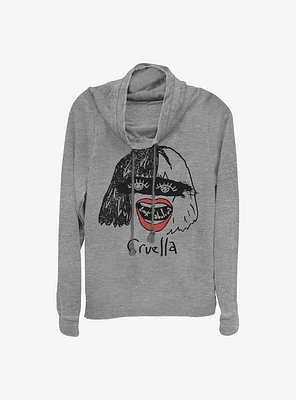 Disney Cruella Look Fabulous Cowlneck Long-Sleeve Girls Top