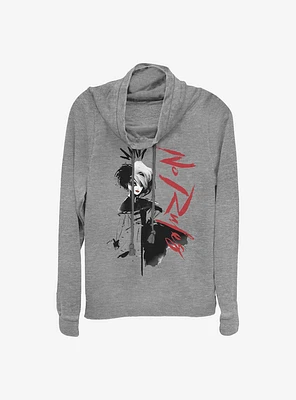 Disney Cruella No Rules Art Cowlneck Long-Sleeve Girls Top