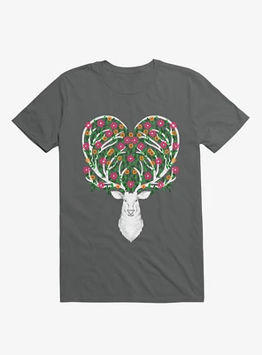 Blooming Deer II Charcoal Grey T-Shirt