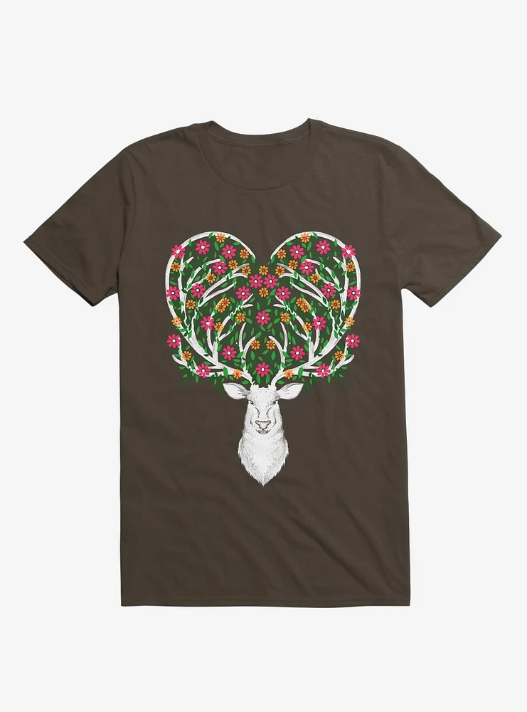 Blooming Deer II Brown T-Shirt