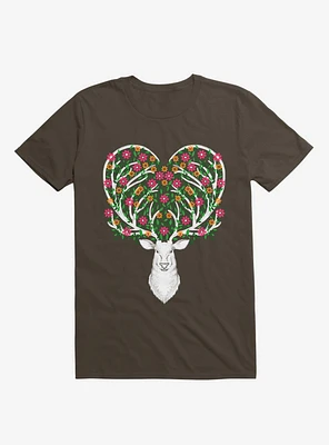 Blooming Deer II Brown T-Shirt