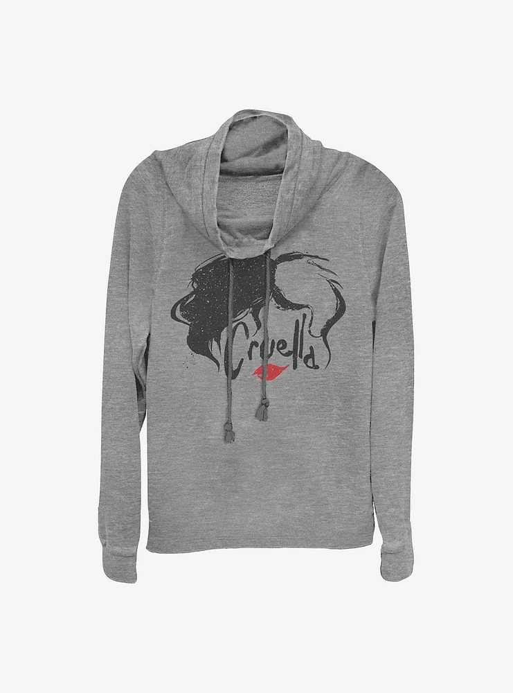 Disney Cruella Simply Infamous Hair Cowlneck Long-Sleeve Girls Top