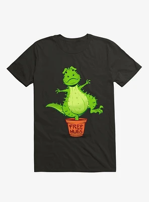 Cactus Rex Free Hugs Black T-Shirt