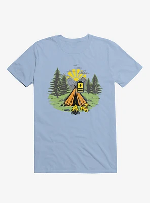 Recharging Offline Camping Dog Light Blue T-Shirt