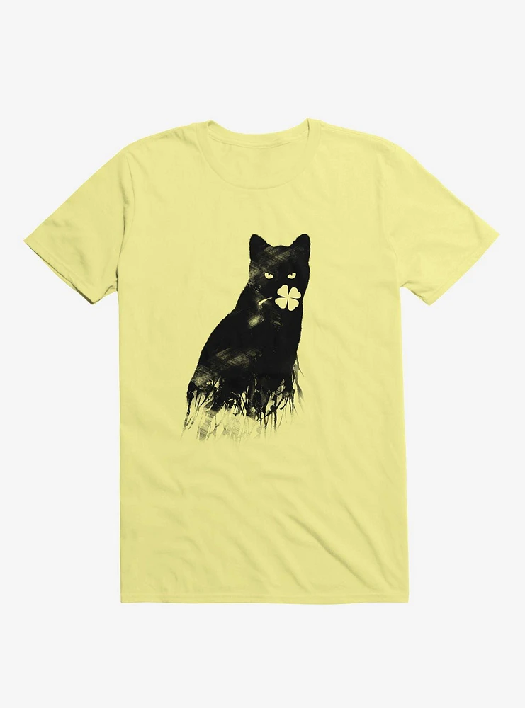 Ambivalence Cat & Clover Corn Silk Yellow T-Shirt